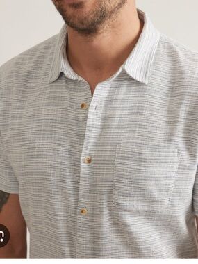 Marine Layer Stretch Selvage Short Sleeve Shirt in Blue Mini Size XXL